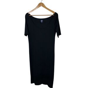 GAP Women's Black Scoop Neck T-Shirt Dress Size M Short Sleeve